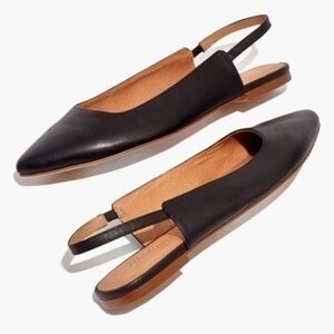Madewell Margot Black Leather Slingback Flats
